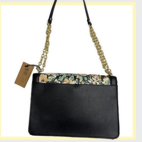 Nwt 🏷 STEVE MADDEN Breah Crossbody Floral Print Black Gold Chain Handbag Purse - Picture 5 of 11
